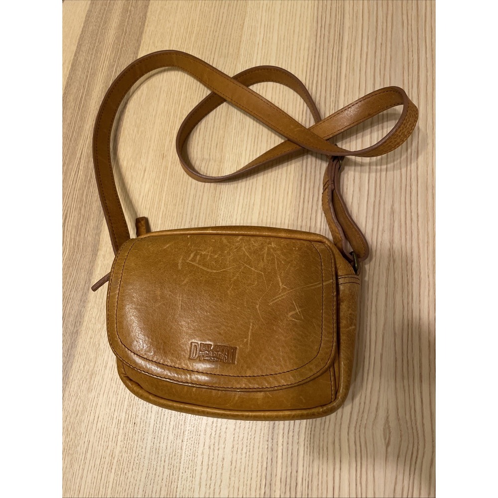 Duluth Trading Co Lifetime Leather Crossbody Purse Tan Cognac Full Grain Leather